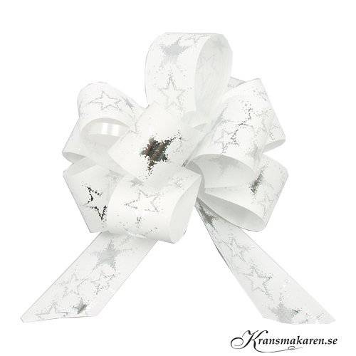 Dragrosett med stjärnor. Vit/silver. 